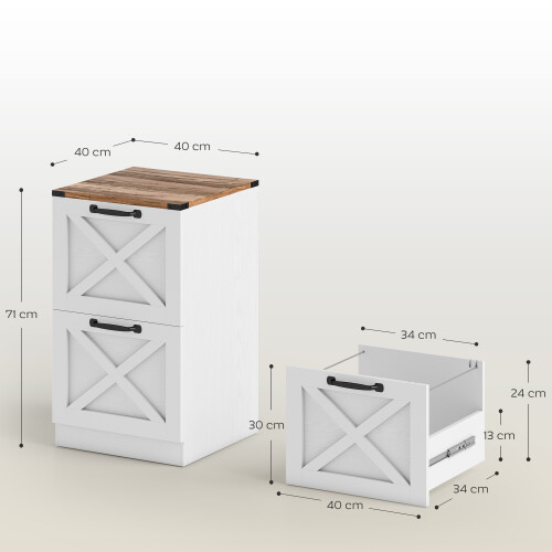 Homcom Cajonera de Escritorio Blanco 40 x 40 x 71 cm 2