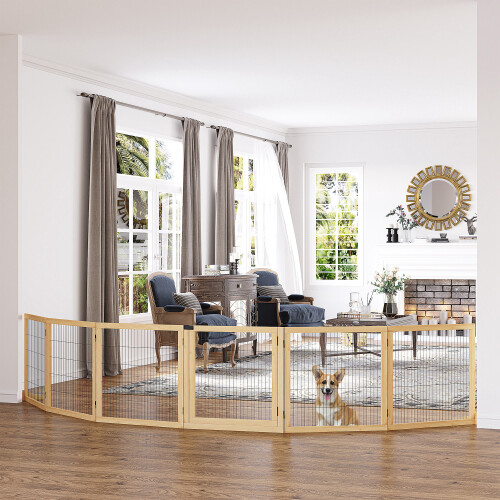 PawHut Barrera para Perro Marrón 432 x 36 x 70 cm 1