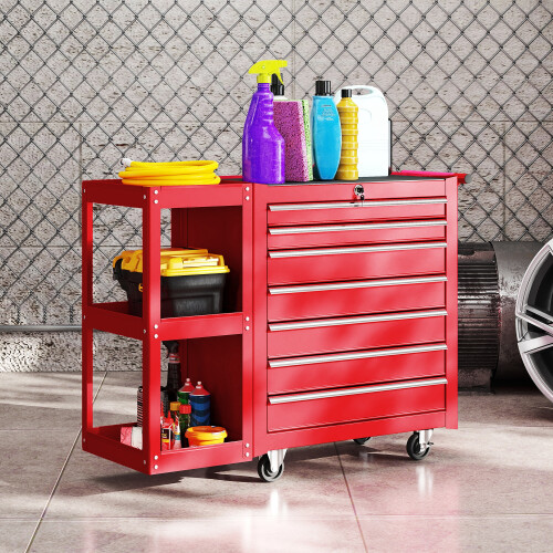 Homcom Carro de Herramienta Rojo 96 x 33.5 x 75 cm 1