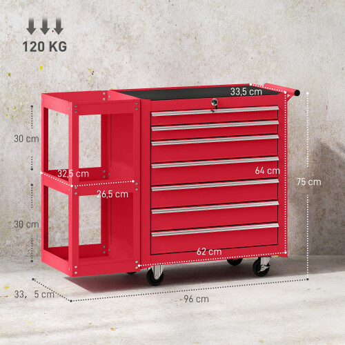 Homcom Carro de Herramienta Rojo 96 x 33.5 x 75 cm 2