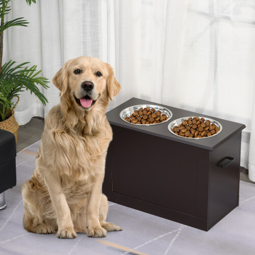 PawHut Comedero para Perro Marrón 60 x 30 x 41 cm 1