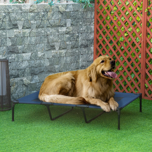 PawHut Cama Elevada para Perros Azul 122 x 92 x 23 cm 1