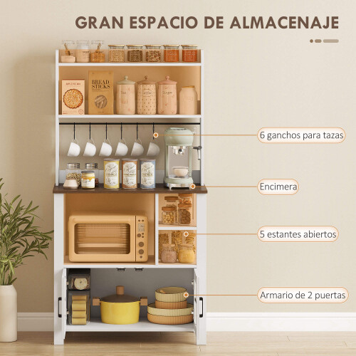 Homcom Alacena de Cocina Blanco 80 x 40 x 152 cm 1