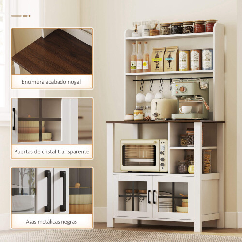 Homcom Alacena de Cocina Blanco 80 x 40 x 152 cm 2
