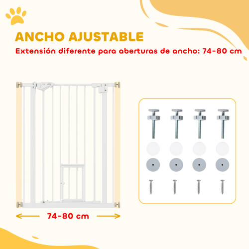 PawHut Barrera Seguridad Perro Blanco 80 x 4 x 91.4 cm 1