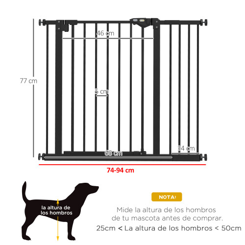 PawHut Barrera de Seguridad Negro 94 x 2 x 77 cm 2