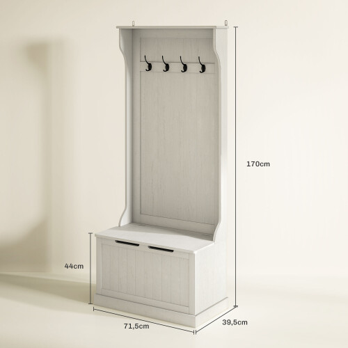 Homcom Perchero Zapatero Blanco 71.5 x 39.5 x 170 cm 1