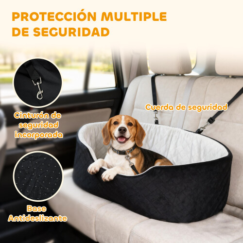 PawHut Asiento Coche Perro Negro 77 x 43 x 28 cm 2
