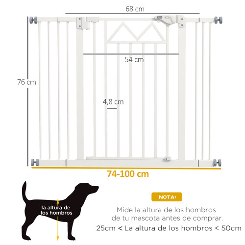 PawHut Barrera de Seguridad Blanco 100 x 4 x 76 cm 2