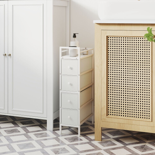 Homcom Cómoda de Tela Blanco 20 x 43 x 81.5 cm 1