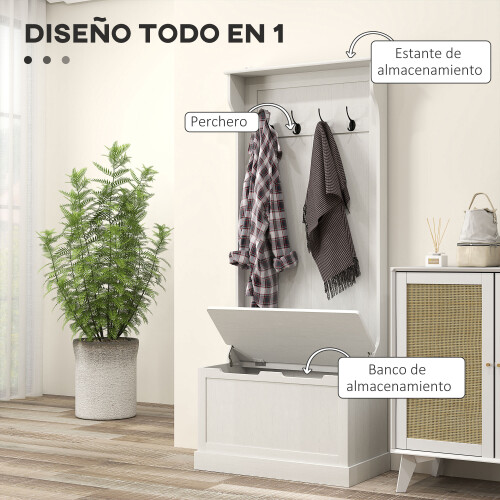 Homcom Perchero Zapatero Blanco 71.5 x 39.5 x 170 cm 2