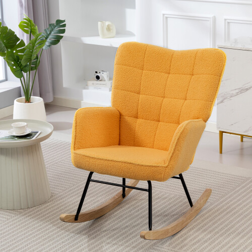 Homcom Silla Mecedora Amarillo 71 x 98 x 101 cm 1