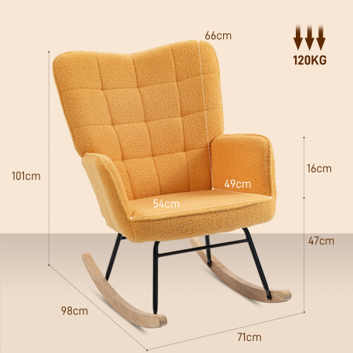 Homcom Silla Mecedora Amarillo 71 x 98 x 101 cm 2