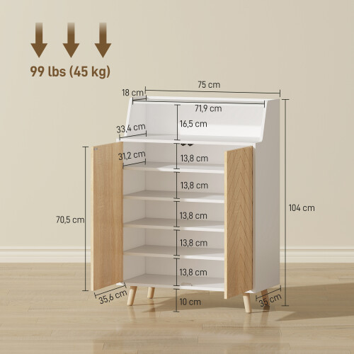 Homcom Zapatero Blanco 75 x 35 x 104 cm 1