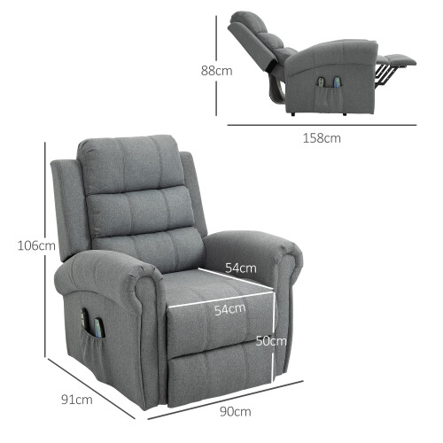Homcom Sillón Elevador Gris 90 x 91 x 106 cm 2