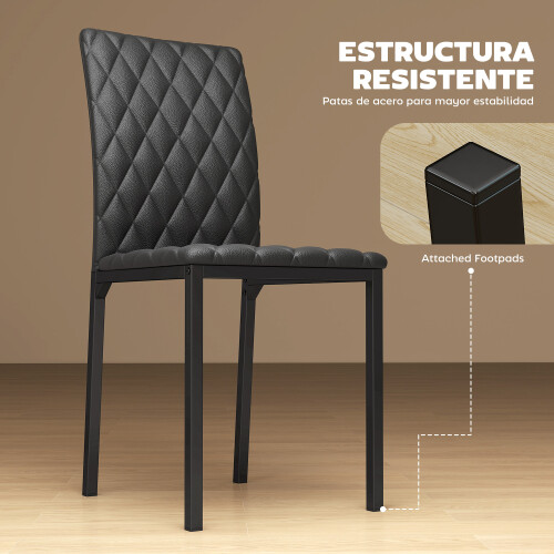 Homcom Sillas de Comedor Negro 41 x 50 x 91 cm 1