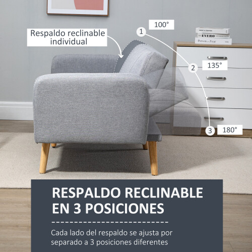 Homcom Sofá Cama 2 Plaza Gris 173 x 75 x 73 cm 2
