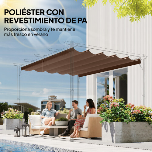 Outsunny Cubierta para Pérgola Marrón 250 x 255 x 6 cm 1