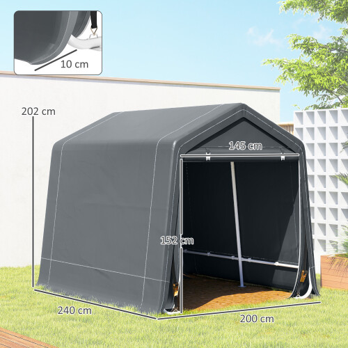 Outsunny Carpa para Herramienta Gris 240 x 200 x 202 cm 2