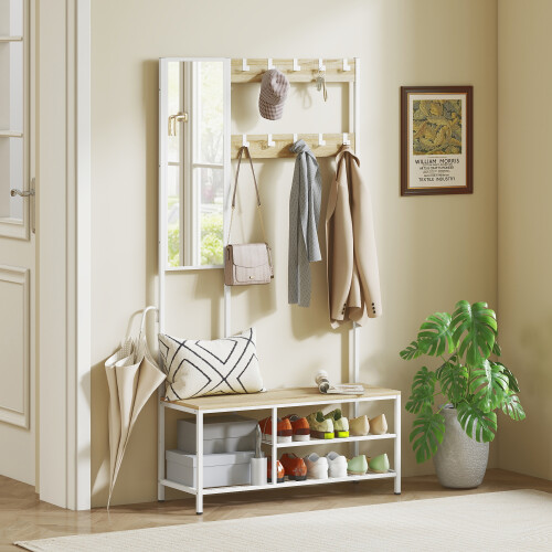 Homcom Perchero Zapatero Marrón 98 x 34 x 186 cm 1