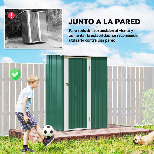 Outsunny Cobertizo de Jardín Verde 142 x 86 x 189 cm 1