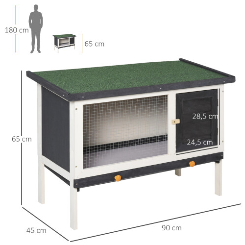 PawHut Conejera de Madera Negro 90 x 45 x 65 cm 2