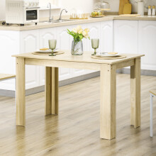 HOMCOM Dining Table for 4-6 People, Wood Effect Tabletop, Oak