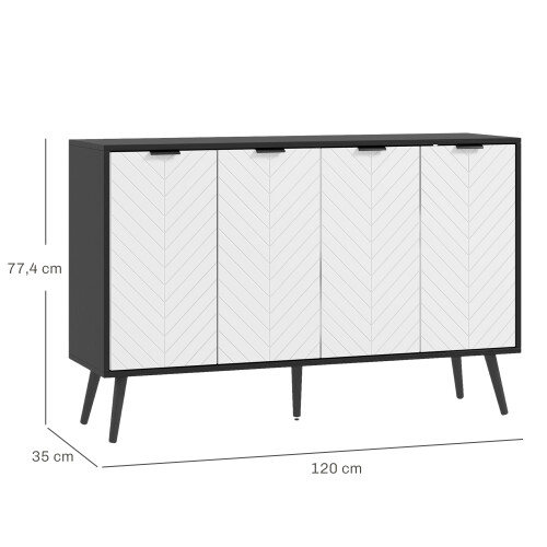 Homcom Aparador Negro 120 x 35 x 77.4 cm 1