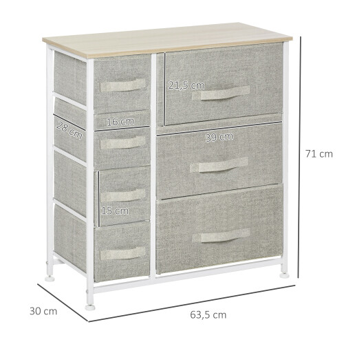 Homcom Cómoda de Tela Gris 63.5 x 30 x 71 cm 2