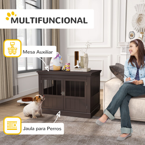 PawHut Jaula para Perro Marrón 78 x 53 x 59.3 cm 1