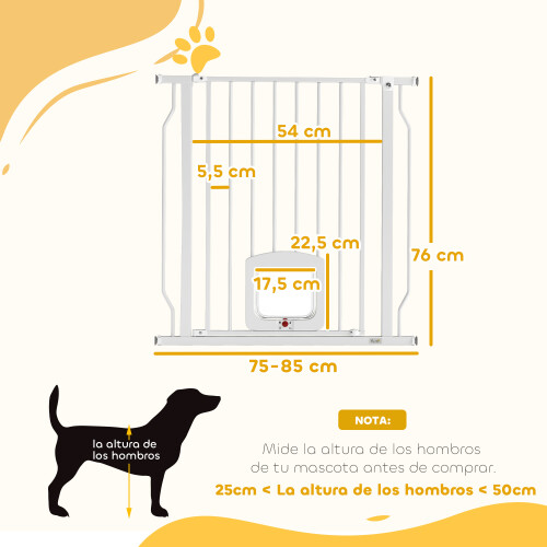 PawHut Barrera para Perros Blanco 85 x 2 x 76 cm 2