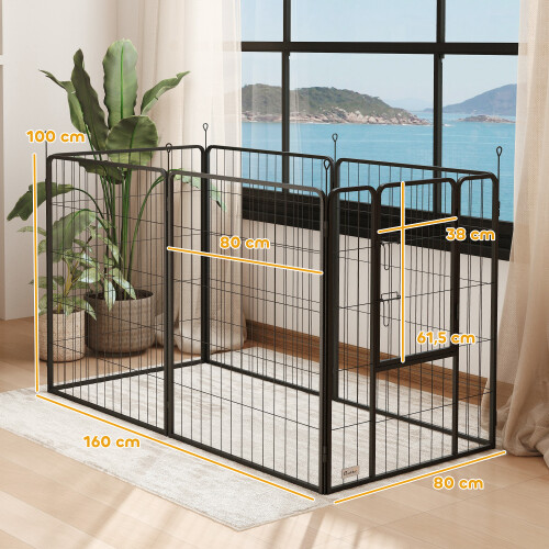 PawHut Parque para Perro Negro 160 x 80 x 100 cm 2