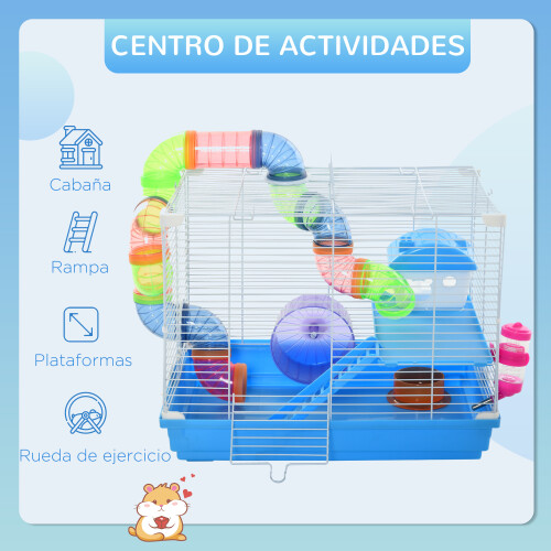 PawHut Jaula para Hámster Azul 46 x 30 x 37 cm 1
