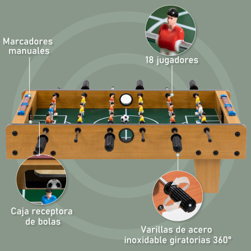 Homcom Futbolín de Mesa Marrón 69 x 36.5 x 22 cm 1
