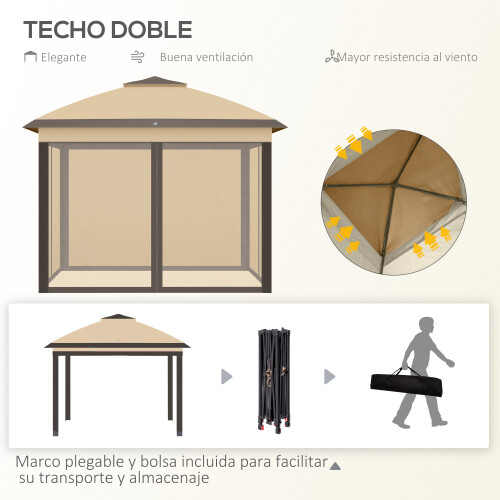 Outsunny Carpa Plegable Beige 330 x 330 x 288 cm 1