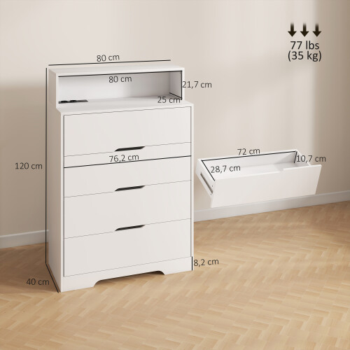 Homcom Cómoda Blanco 80 x 40 x 120 cm 2