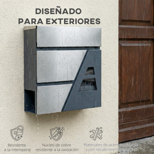 Homcom Buzón Exterior Gris 37 x 10 x 37 cm 1