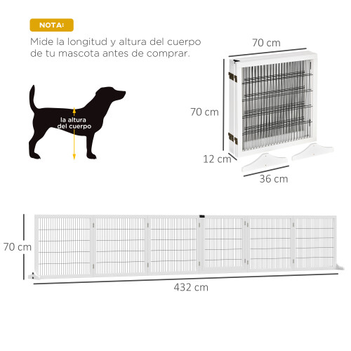 PawHut Barrera para Perro Blanco 432 x 36 x 70 cm 2