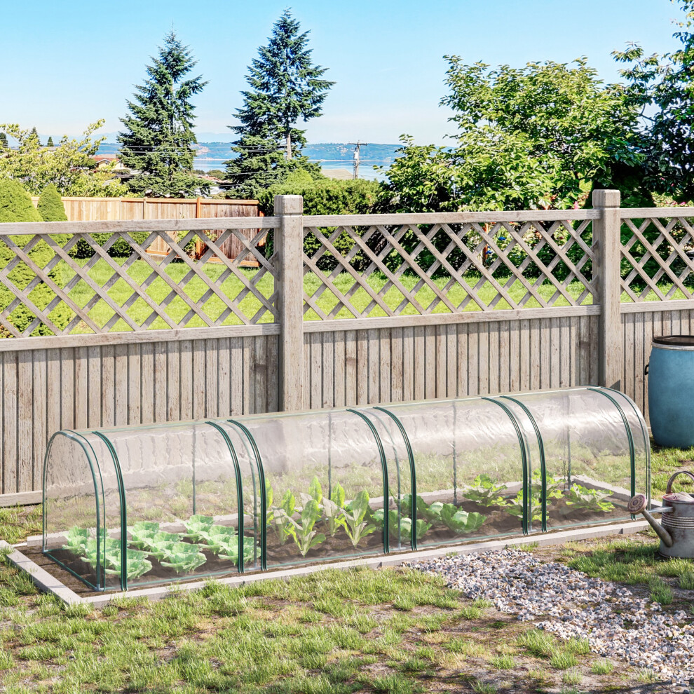 Outsunny Tunnel Greenhouse Steel Frame For Garden W/ Zipper Doors