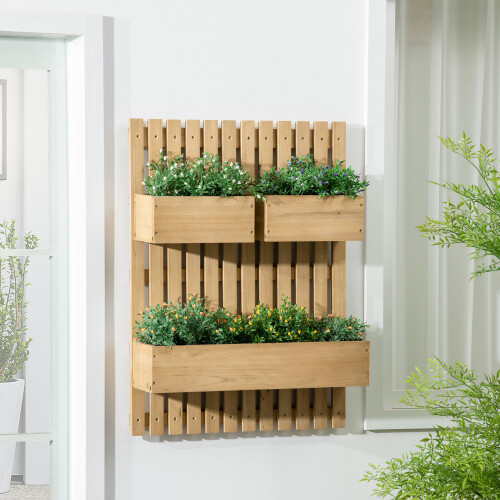Outsunny Jardinera de Pared Marrón 60 x 16 x 80 cm 1
