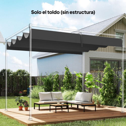 Outsunny Techo de Pérgola Gris 392 x 350 x 5 cm 2