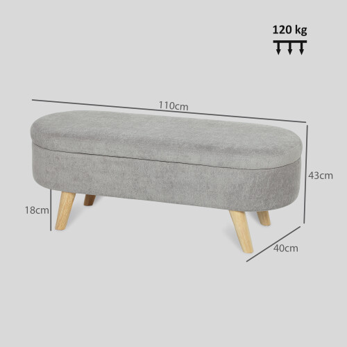 Homcom Banco de Cama Gris 110 x 40 x 43 cm 2