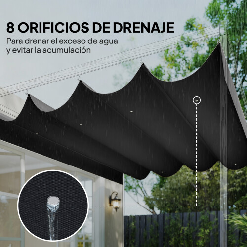 Outsunny Techo de Pérgola Gris 392 x 350 x 5 cm 1