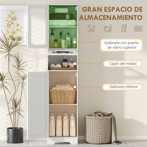 Homcom Columna de Baño Blanco 40 x 31 x 170 cm 1