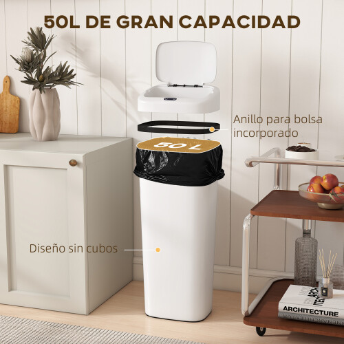 Homcom Cubo de Basura Blanco 33 x 25 x 84 cm 1
