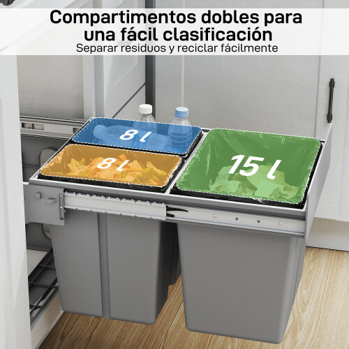 Homcom Cubo de Basura Gris 48 x 34.3 x 35.1 cm 2