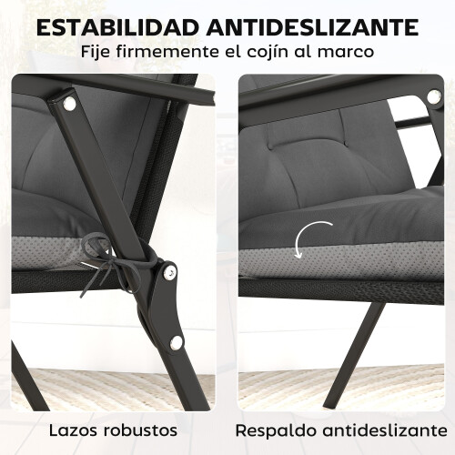 Outsunny Cojines para Silla Gris 111.5 x 53 x 8 cm 1