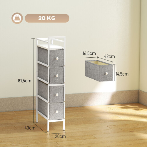 Homcom Cómoda de Tela Gris 20 x 43 x 81.5 cm 2