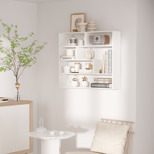 Homcom Estantería de Pared Blanco 94 x 19.5 x 80 cm 1