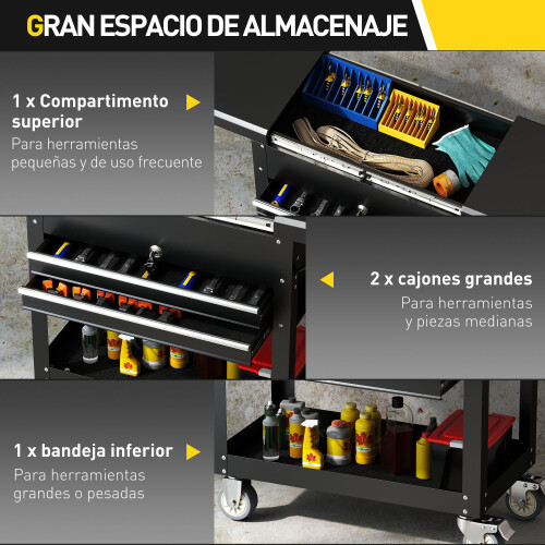 Homcom Carro de Herramienta Negro 130 x 38 x 80 cm 1